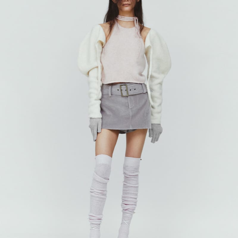 DIAGONAL GLITTERING GLOVES (silver)