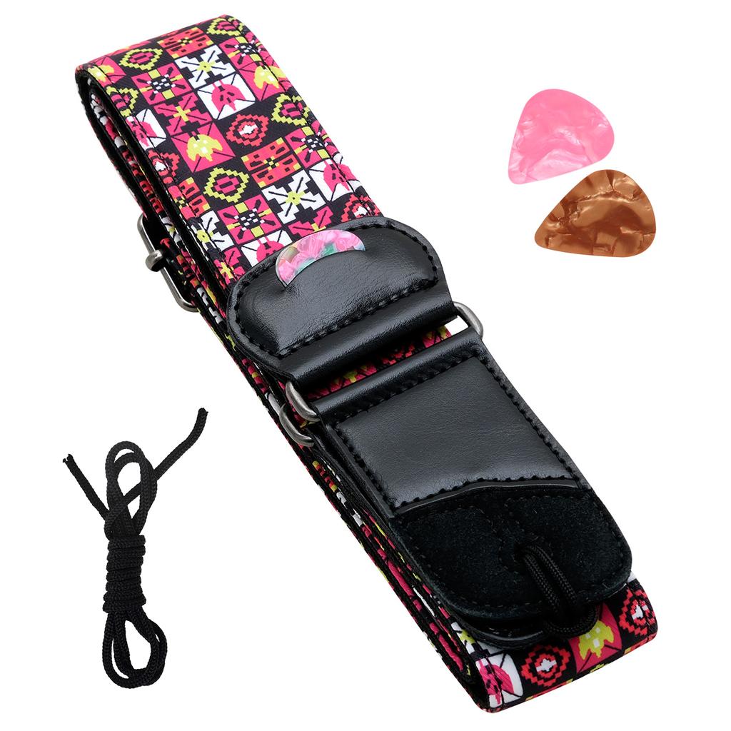 Electric Guitar Strap Premium Guitar Belts with Pick Suitable for Acoustic Guitar Ukulele Banjo Mandolin Bass Guitar Accessories