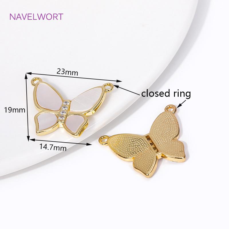 Trendy 2 Tyles Inlaid Shell Pendants 18K Gold Plated Butterfly Charms Pendants Connector DIY Necklace Jewellery Making Supplies