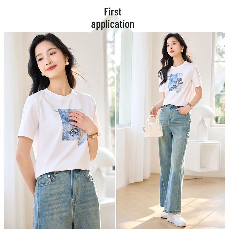 Women's Embroidered Sequin Short Sleeve T-shirt