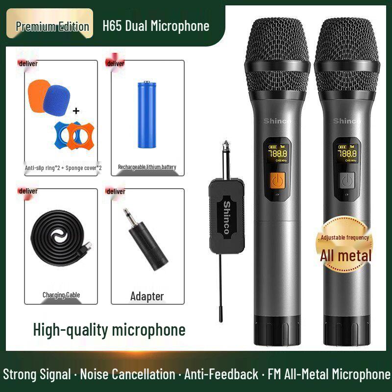 Universal Dual UHF Wireless Handheld Microphone for Professional Home, KTV, and Outdoor Sound Systems