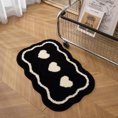 Style Black and White Bathroom Absorbent Floor Mat, Thickened Fluff for Household Use, Anti Slip Foot Mat for Bathroom, Plush