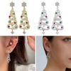 Korean Zircon Christmas Tree Earrings Rhinestone Crystal Star Drop Earring Gift