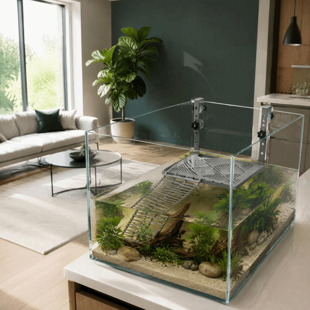 Non-Slip Ramp Turtle Basking Platform Suction Cups Floating Turtle Dock Aquarium Use