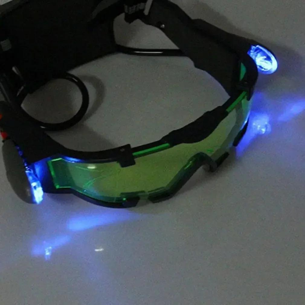 Neue verstellbare LED Nachtsichtbrille Motorradrennen Universalbrille Jagdbrille mit Klapplicht Winddicht