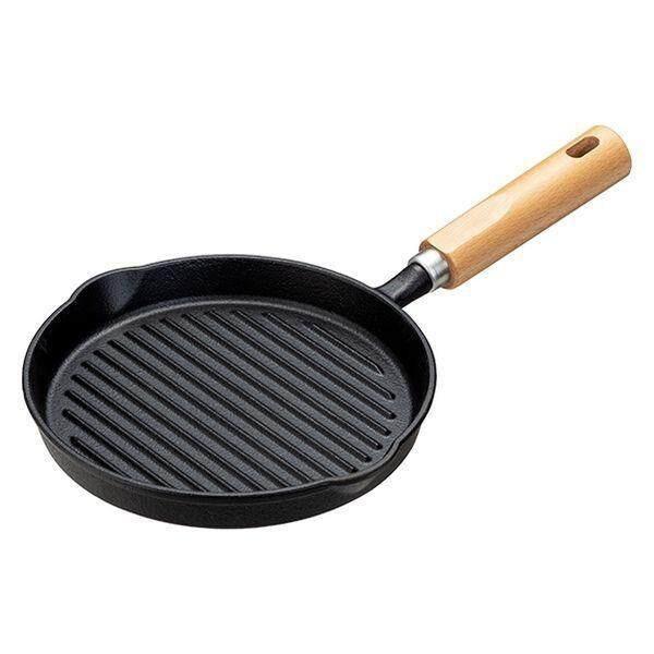 

Сковорода-гриль Ishigaki з чавуну з дерев яною ручкою 18 см, сумісна з індукційними та газовими плитами 4455