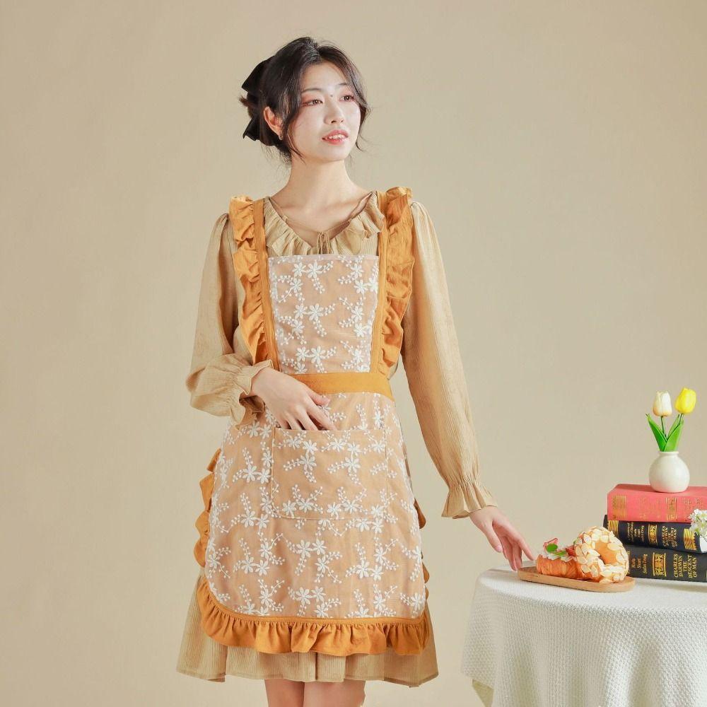 

Cotton Chic Apron Lace-Trimmed Grilling Aprons Christmas Gift Gardening Apron Kitchens зелёный