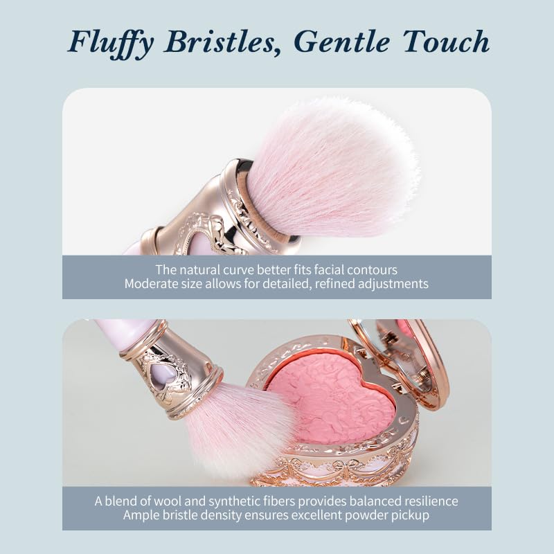Flower Knows Bunny Garden Rougepinsel, Weicher Puderpinsel für die Wangen, Gesichtsmake-up-Pinsel für einen konturierten Look(Perlrosa)