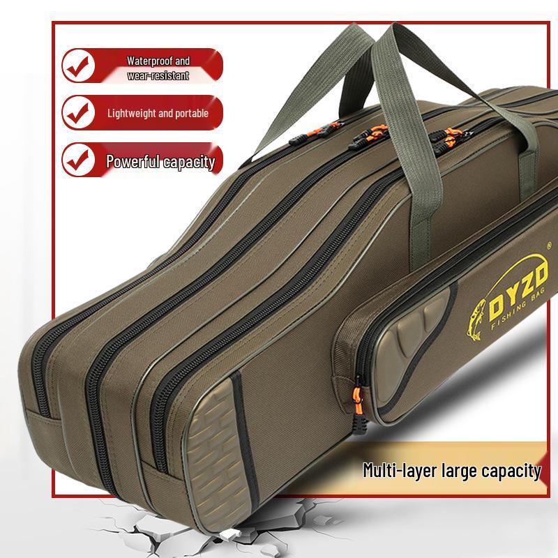 

Lightweight Multi-functional Large Capacity Fishing Rod and Gear Bag with No-Disassembly Reel Storage 70cm Two Layers