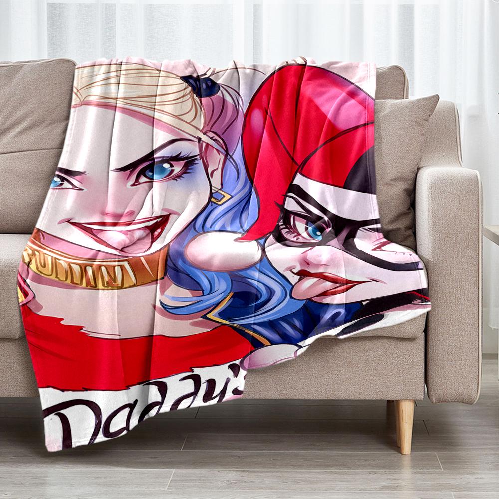 Harley Quinn Theme Printed Blanket - Perfect for Couch, Bed, Travel & Outdoor Use | Machine Washable, Cozy & Durable.