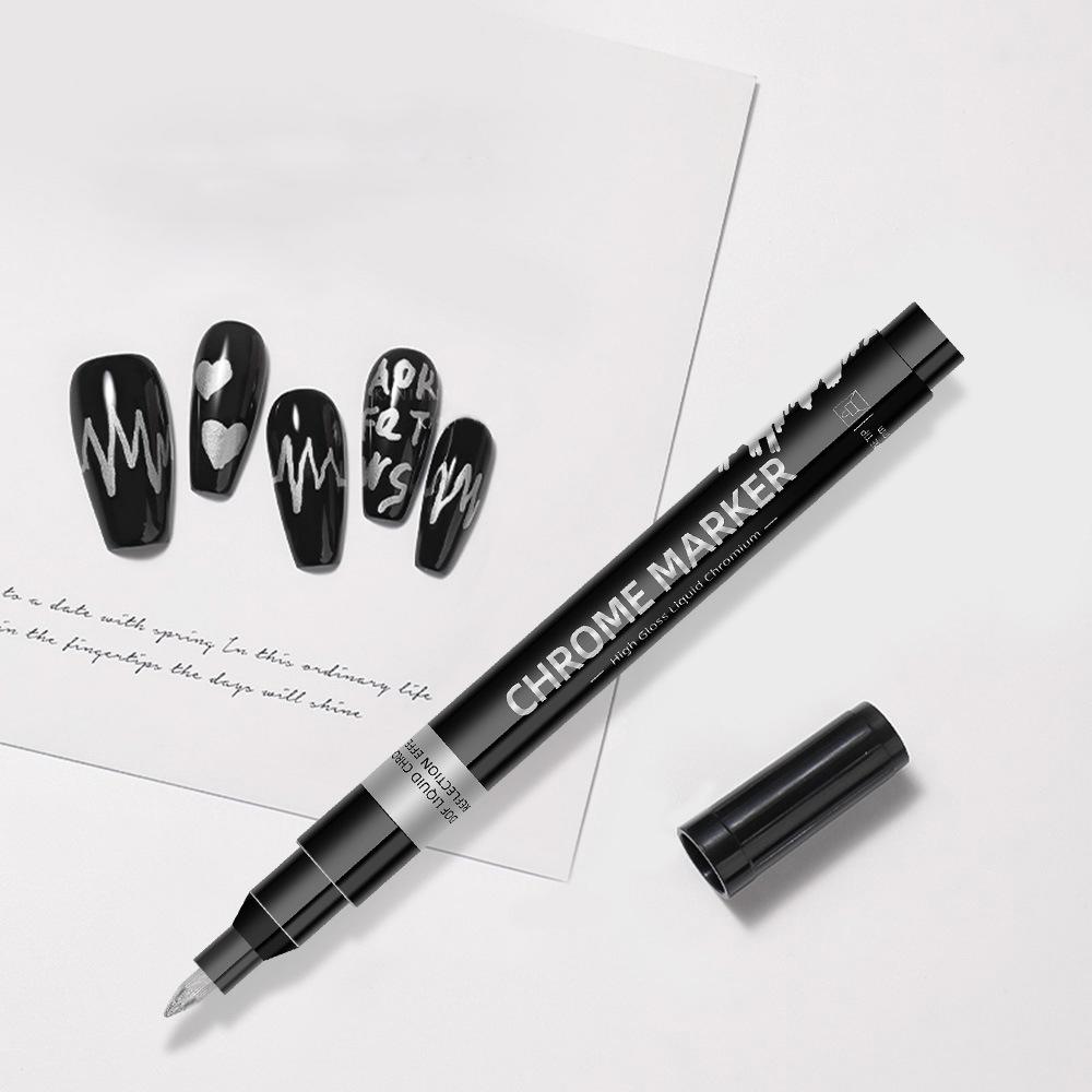 3color DIY Manicure Chrome Mirror Markers,0.7mm Nib Metal Pen Doodle Cards,Posters,Rock Mugs,Ceramic,Glass,Plating Pen 1 Pcs