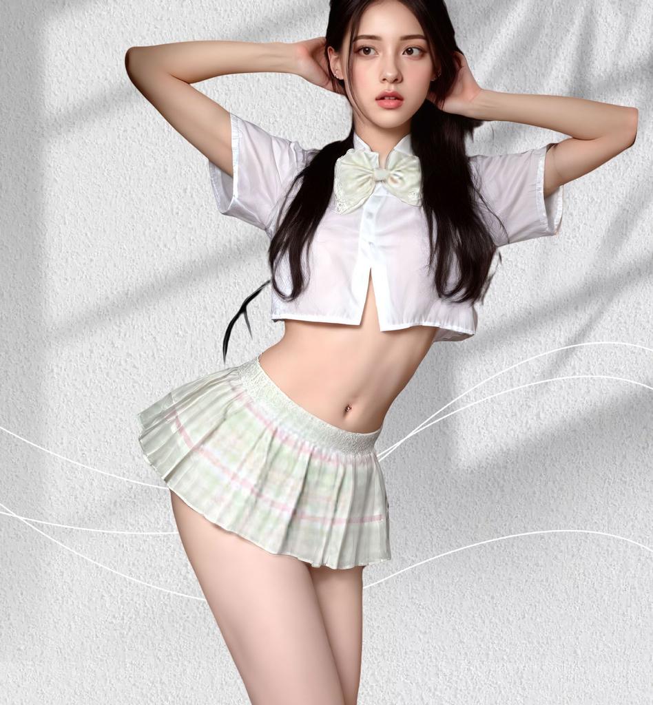 Sexy Campus JK Uniform College Seduction Pure Lust Skinny Ultra Short Pleated Skirt Suit Sex Lingerie
