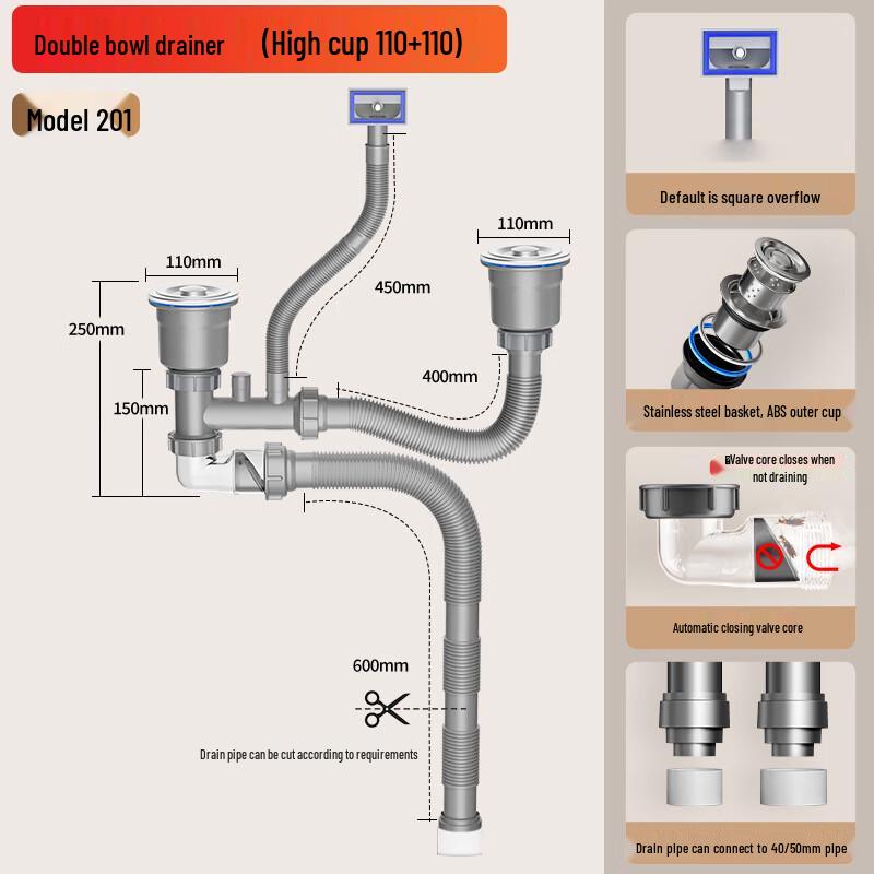 SIOYIE Набор фильтров-сито для слива кухонной раковины из нержавеющей стали