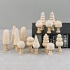 Unfinished Wooden Miniature Tree Painted Crafts Peg Dolls Wood Ornaments DIY Round Corners Kids Toy Mushroom Ornaments