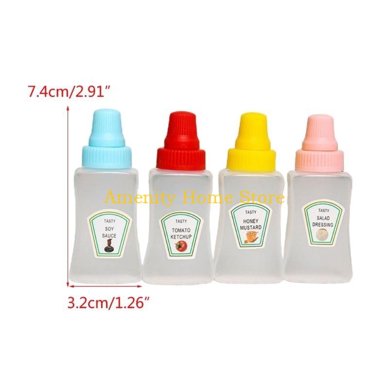 F26C 8pcs Portable Mini Ketchup Bottle Condiment Squeeze Bottles Kitchen Small Sauce Bottle Salad Dressing Dispensers for Kid