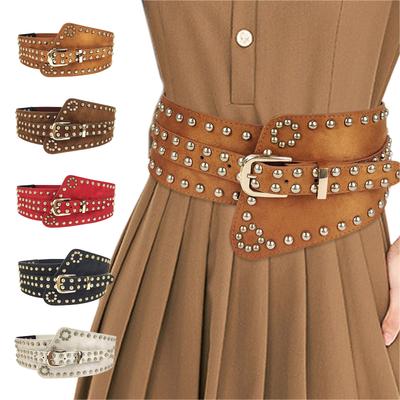 Pin Buckle Waist Belt for Women Ladies Underbust Corset Fashion Female Stretch Waist Strap with Rivet for Prom Party