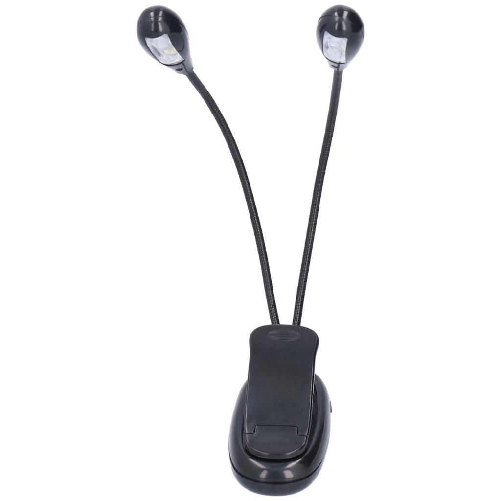 LED Book Light Eye Protecting 360 Degrees Rotatable White Light Double Pole 4 Lamp Beads Reading Lamp with Clip for