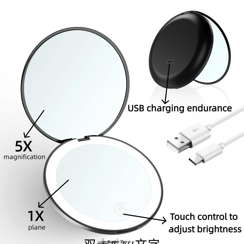 Foldable LED Magnifying Makeup Mirror - 2x, 5x, 10x