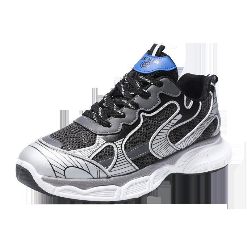Spring and Summer New Men's Shoes Breathable Fly-woven Mesh Shoes Soft Sole Thickened Heightening Dad Shoes Men's Versatile Sports Shoes