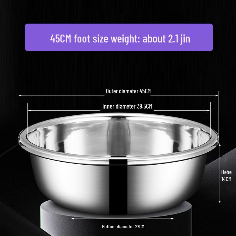 Stainless Steel Basin, Large/Extra-Large: Ideal for Washing Vegetables, Mixing Dough, or Bathing.