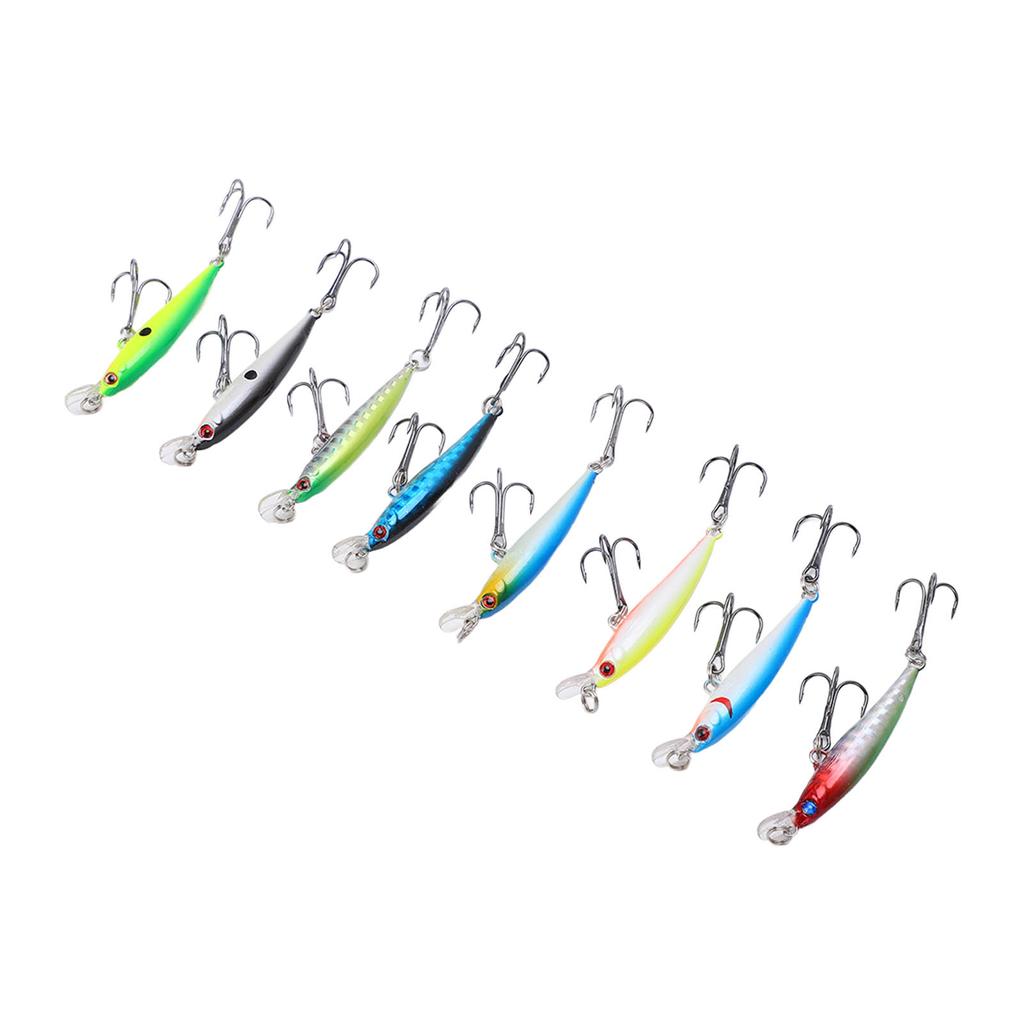 8PCS Minnow Fishing Lure 5cm 3g Artificial Sinking Long Throw Hard Bait Wobbler Jig Bait