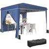 Pavilion 3 X 3 M Waterproof Height Adjustable Pop Up Folding Pavilion With 2 Side Panels UV 50+ Foldable Dark Blue