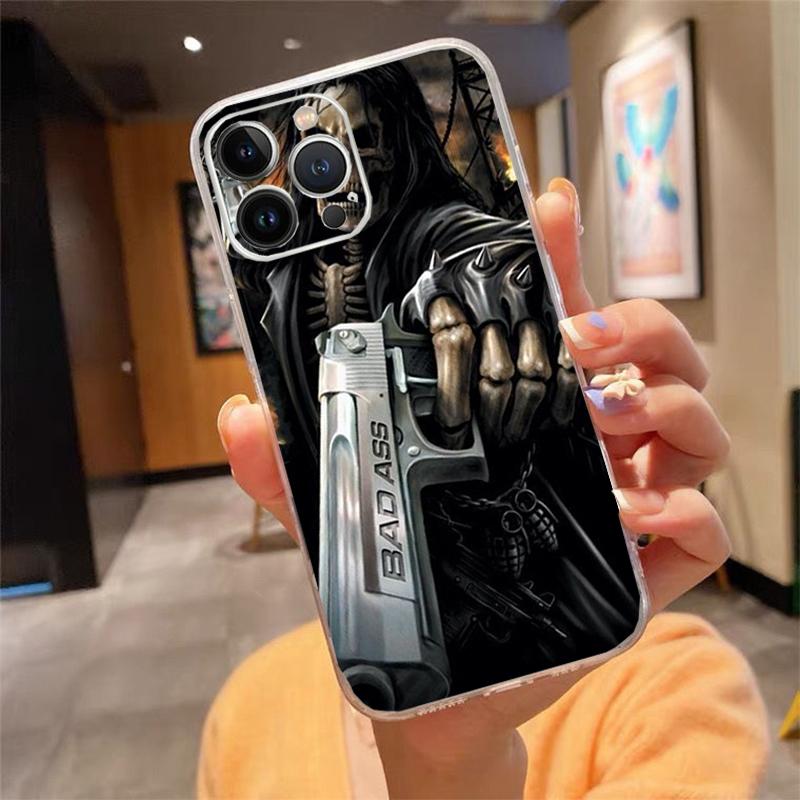 Phone Case For Iphone 17 Pro Max Air 16 15 14 13 Pro Max 15 16 Pro 15Plus Grim Reaper Skull Skeleton