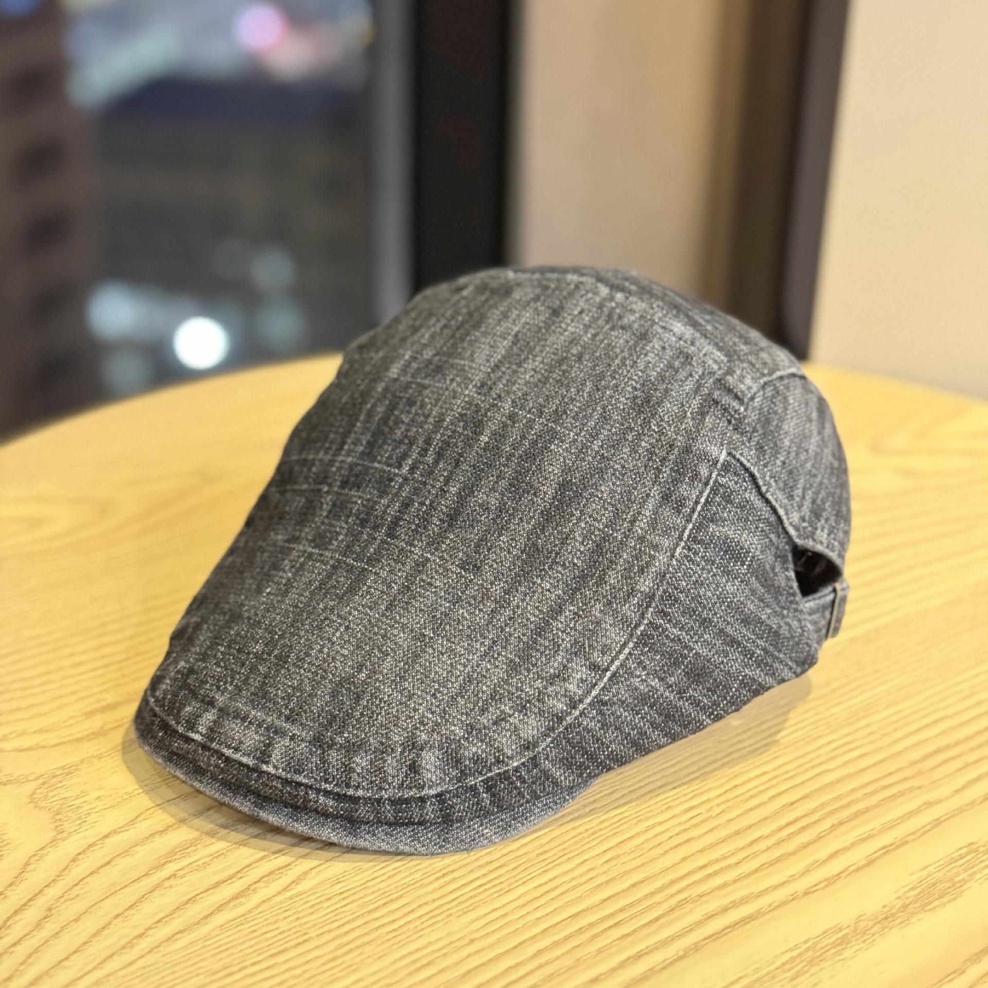 

New vintage denim newsboy cap for women with large head circumference, British style octagonal painter s hat, fashionable and versatile new newsboy Adult54-60Adjustable чёрный