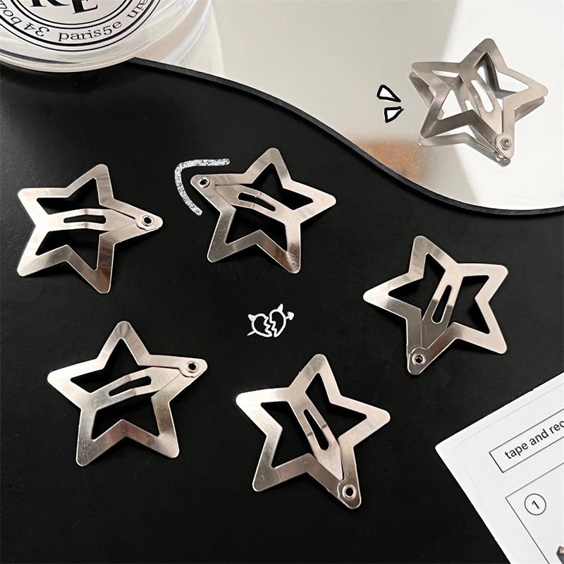 thumbnail image 2 of 20 PCS Star Snap Hair Clips Silver Y2K 2000s Hair Accessories Non Slip Clips For Girls Women Hair Clip (1.22IN -Purple- 20 PCs 2 of 10