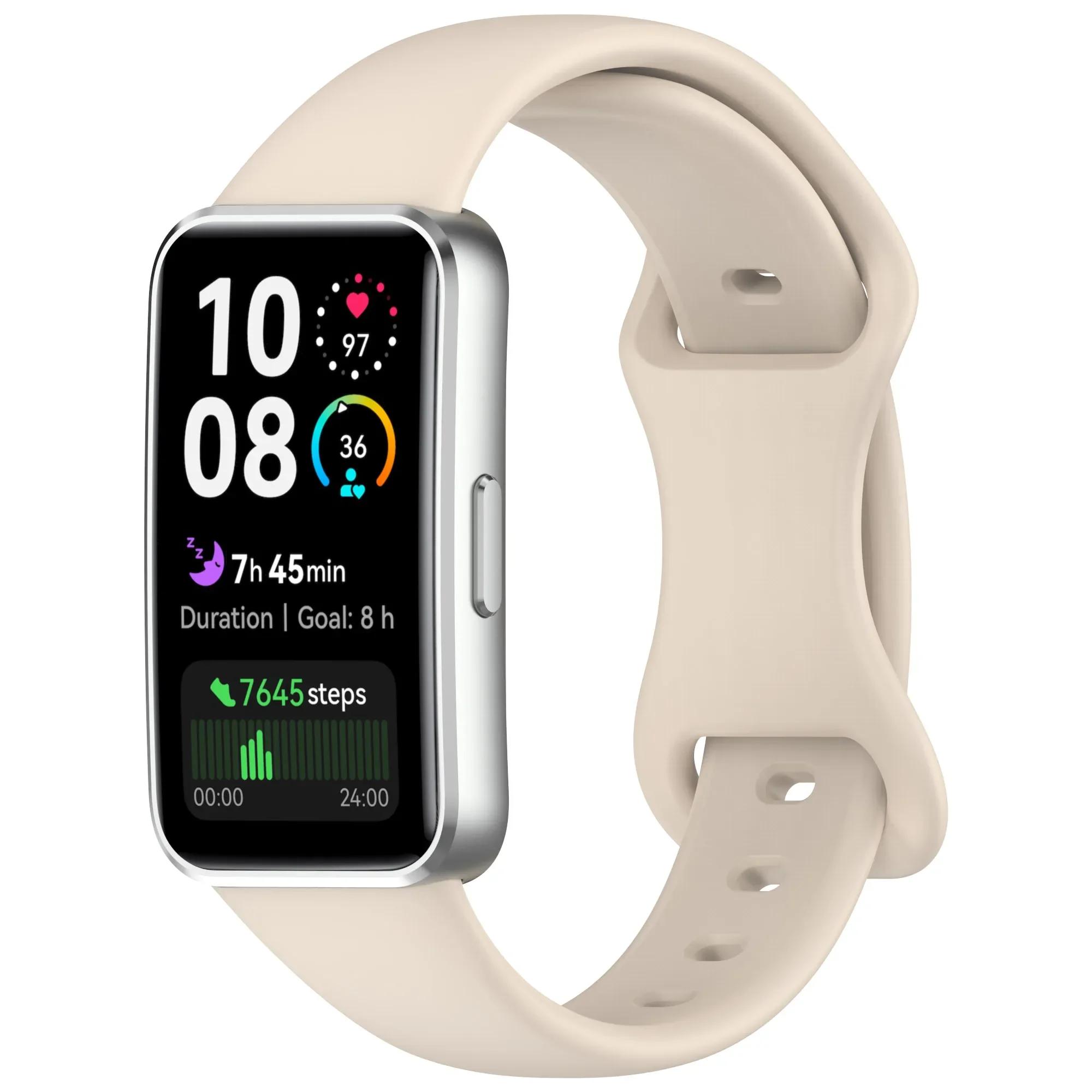 

Силіконовий ремінець для Huawei Band 10 9 8 Браслет Наручний ремінець для Huawei Band 10 NFC/9 NFC/8 NFC Аксесуари Correa TPU Ремінець для годинника For Huawei Band 8NFC слонова кістка