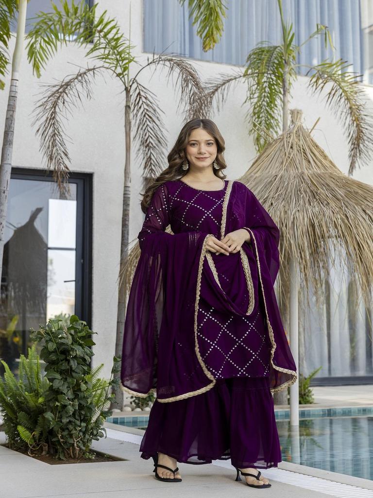 Women Ethnic Kurta Set with Dupatta – Embroidered Party Wear Suit for Women