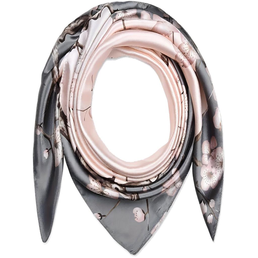 Spring and Summer Elegant Floral Print Scarf 90*90cm Square Scarf Scarf Satin Silk Scarf Women's Headscarf