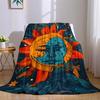 Sun & Moon Tribal Flannel Blanket Warm Soft Halloween Christmas Couch Warm Cozy Decorative Decor Gift for All Season