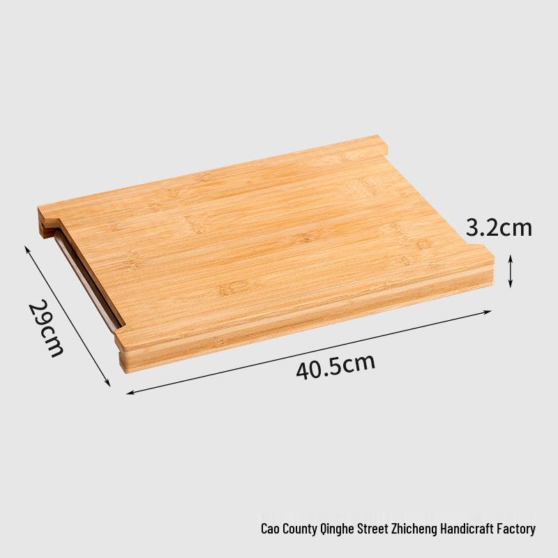 Thick Bamboo Cutting Board with Stainless Steel Tray for Home Use