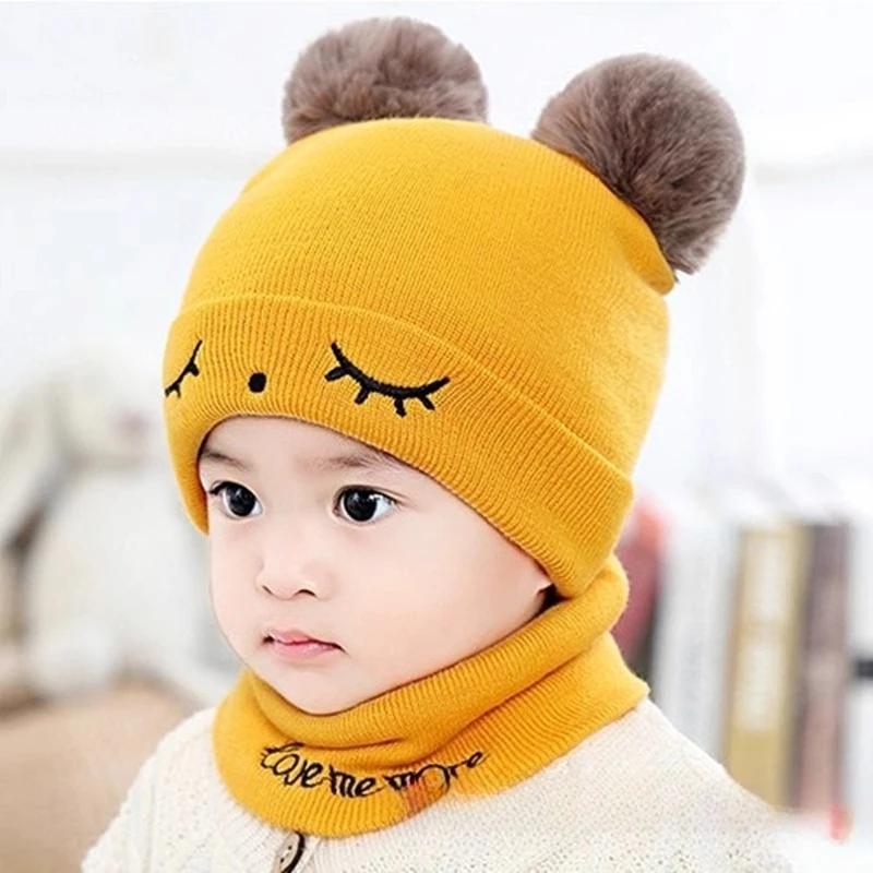 Kids Winter Hat and Scarf Set 2-in-1 Knit Beanie Neck Warmer Unisex Thick Thermal Ear Protection for Boys Girls  Holiday Gift