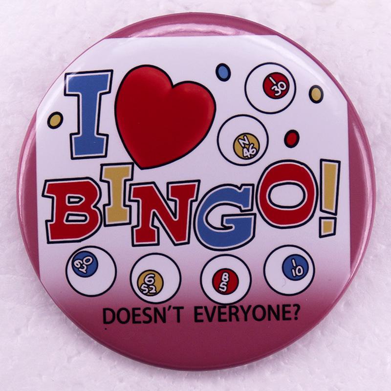 Bingo Game Brooch Tinplate Badge Pin