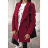 women's Double Breasted Notched Lapel Long Sleeve Mid Length Wool Blend Coat Casual Solid Color Overcoat