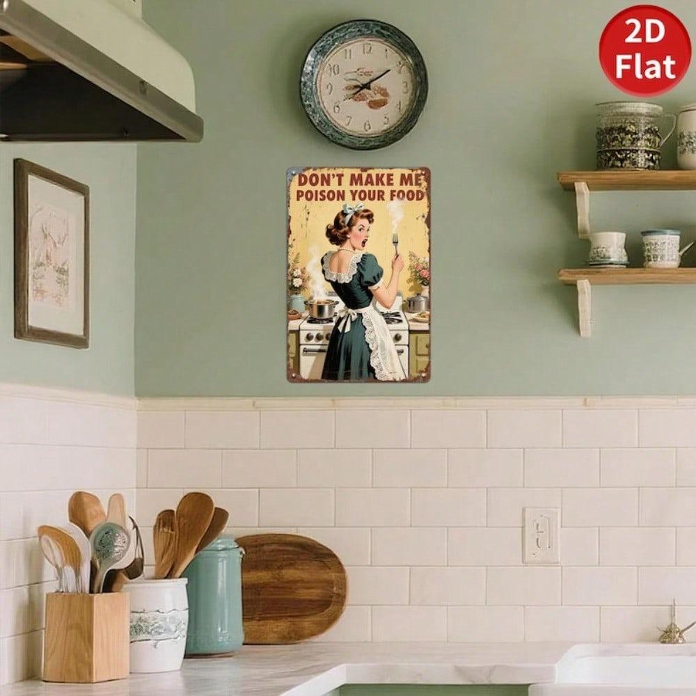 Vintage Metal Tin Sign Funny Kitchen Wall Decor Poison Food Humor Plaque