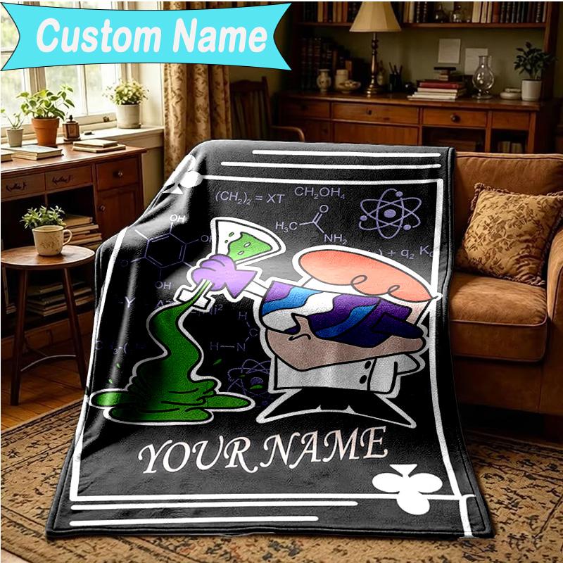 1PC Custom Name Blanket Dexter Power Adventure Flannel blankets Patterns Throw Blanket All-Season Soft Gift for Couch, Bed, Camping, Birthday gifts