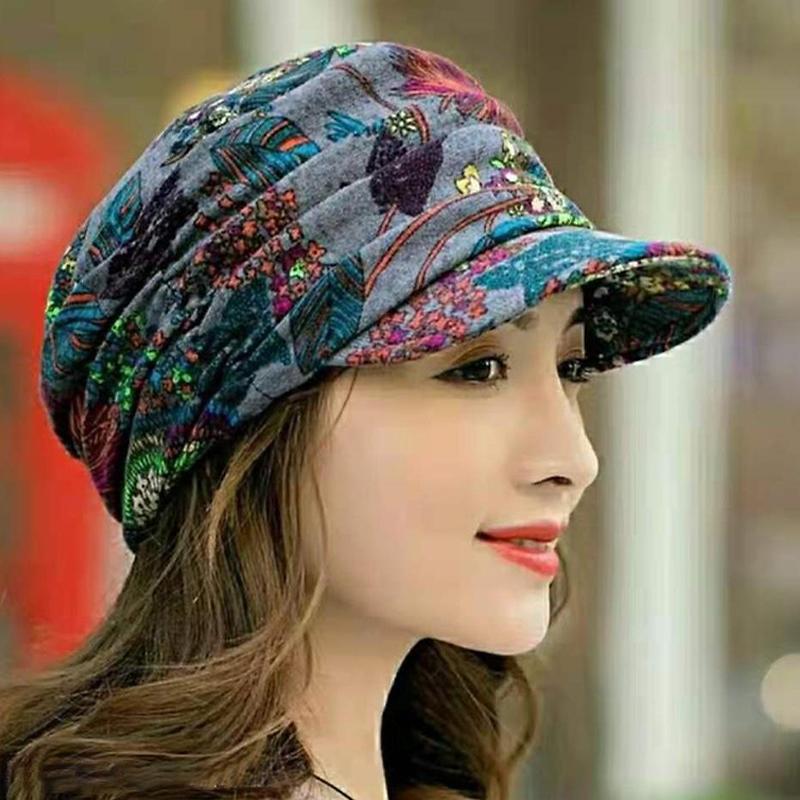 Floral Hat Women'S Korean Version Versatile Soft Hat Brim Duckbill Hat