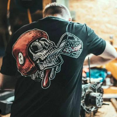 Havalı Motorcu Bira İçen Kurukafa Grafik Erkek Pamuklu Tişörtler Yaz Punk Rock Giyim Cadılar Bayramı Parti Üstleri Ropa Hombre Tişörtler
