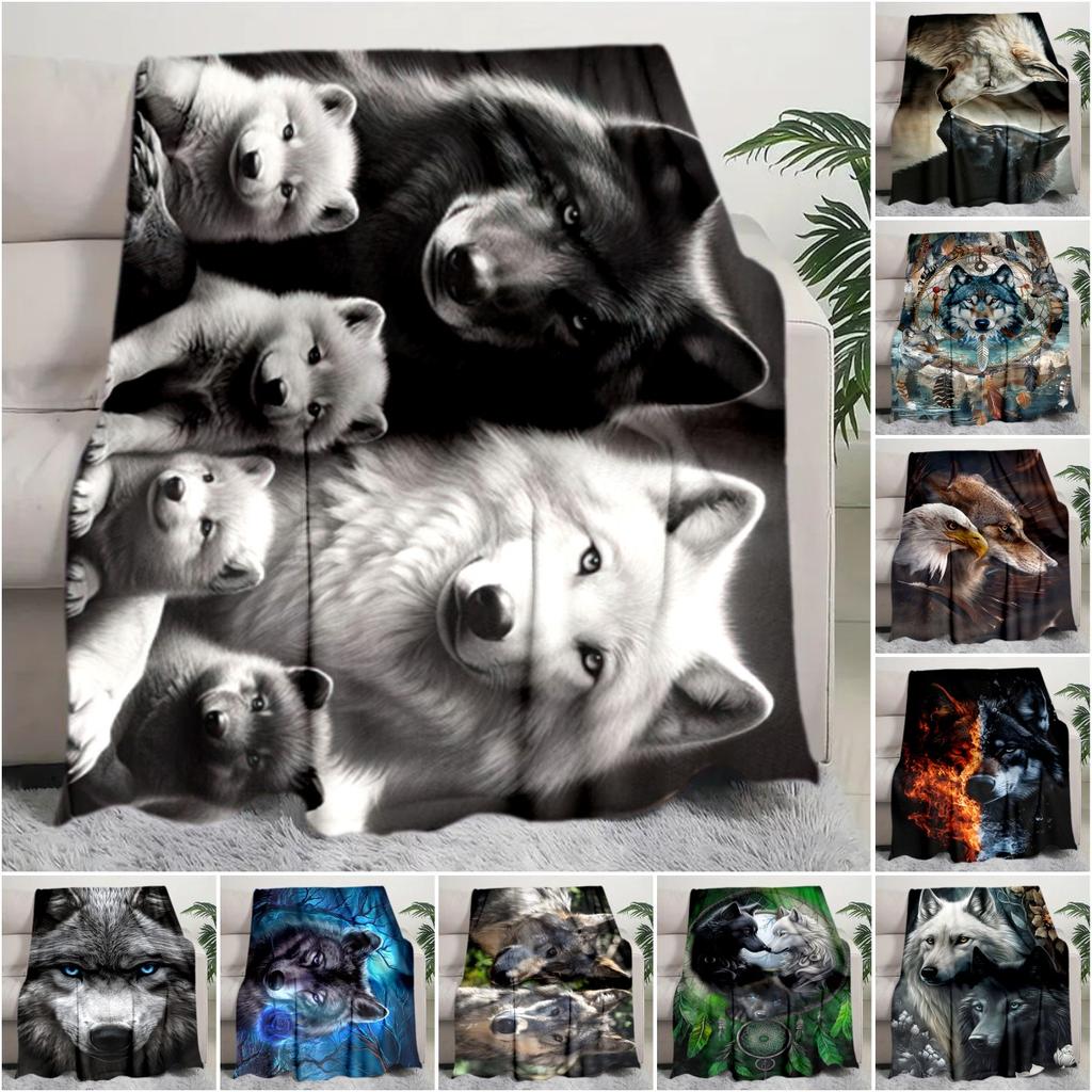 1PC Wolf Elements printed blanket, all season lightweight home office outdoor nap multifunctional blanket A9