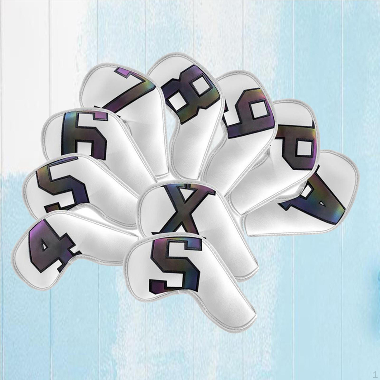 

10Pcs Golf Iron Headcover PU Leather Club Covers Wedges Sleeves