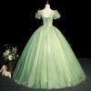 Evening Dress Mori Green Bel Canto Vocal Music Piano Art Examination Solo Performance Proud Skirt Host Dress Bar Mitzvah
