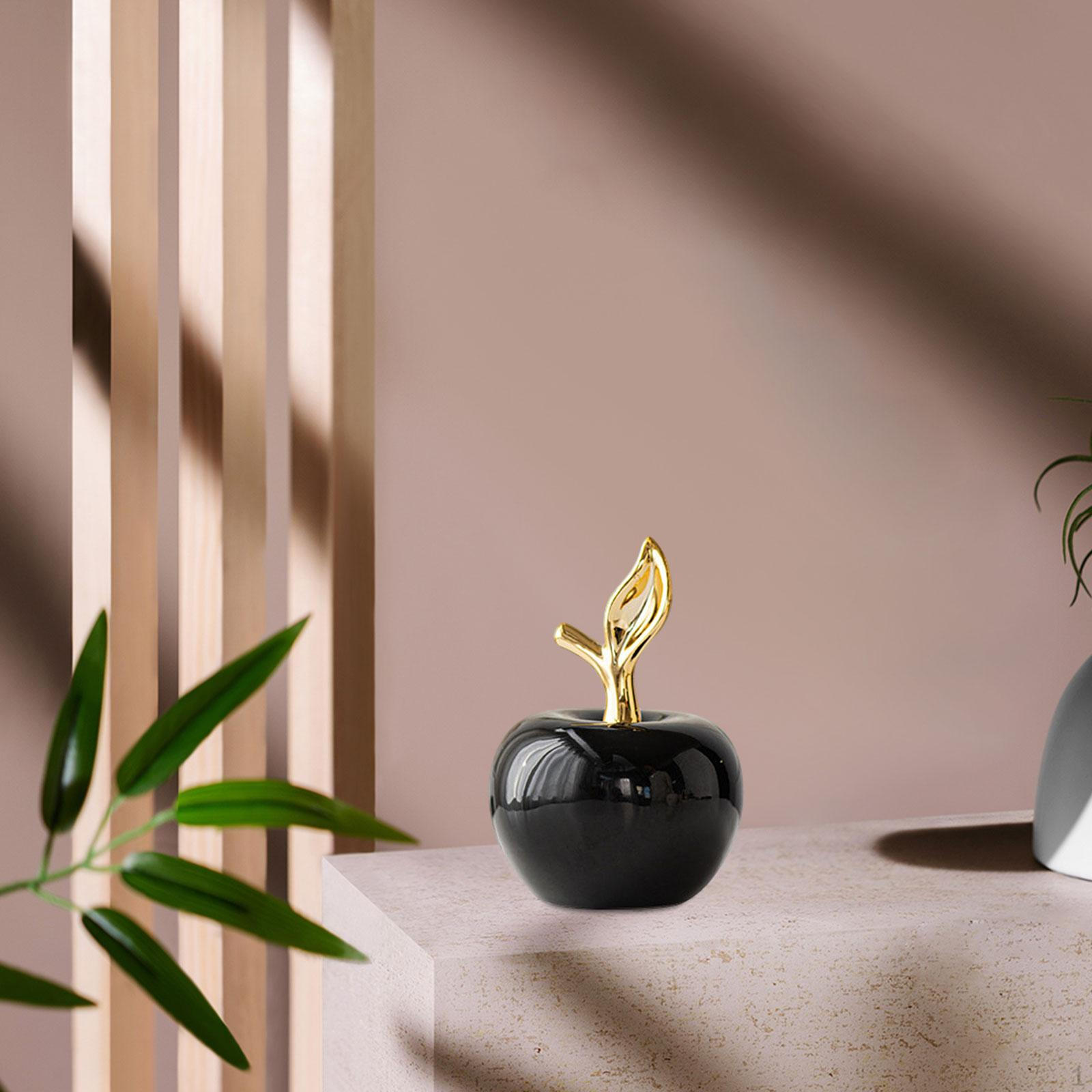 Яблоки Статуя Керамическая Фигурка Ремесла Коллекционный Настольный Орнамент Фруктовая Скульптура для Офиса Small чёрный