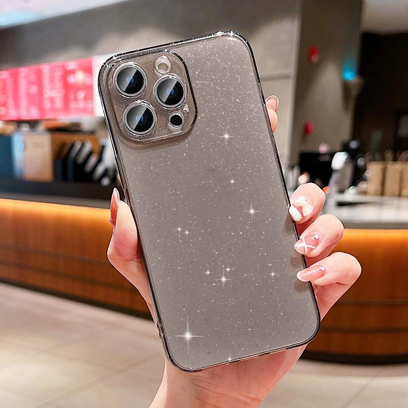 Camera Lens Protection Glitter Case Cover For iPhone 15 Pro Max 14 Plus 13 12 11 X XS XR SE 2022 2020 7 8 6S 15Pro 14Pro 13Pro Cute Phone Accessories