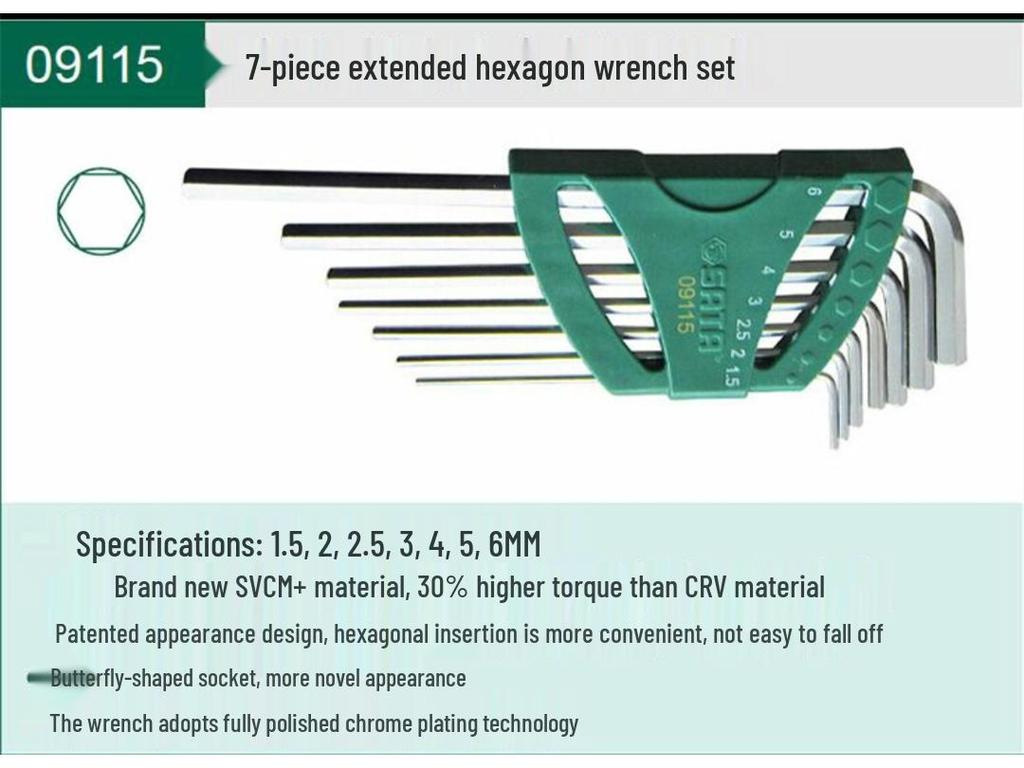 Hex Wrench Set - Mini, Extra Long, Ball & Flat Head, Available in 7, 8, 9, 10, 14 Pieces (Model 09105)