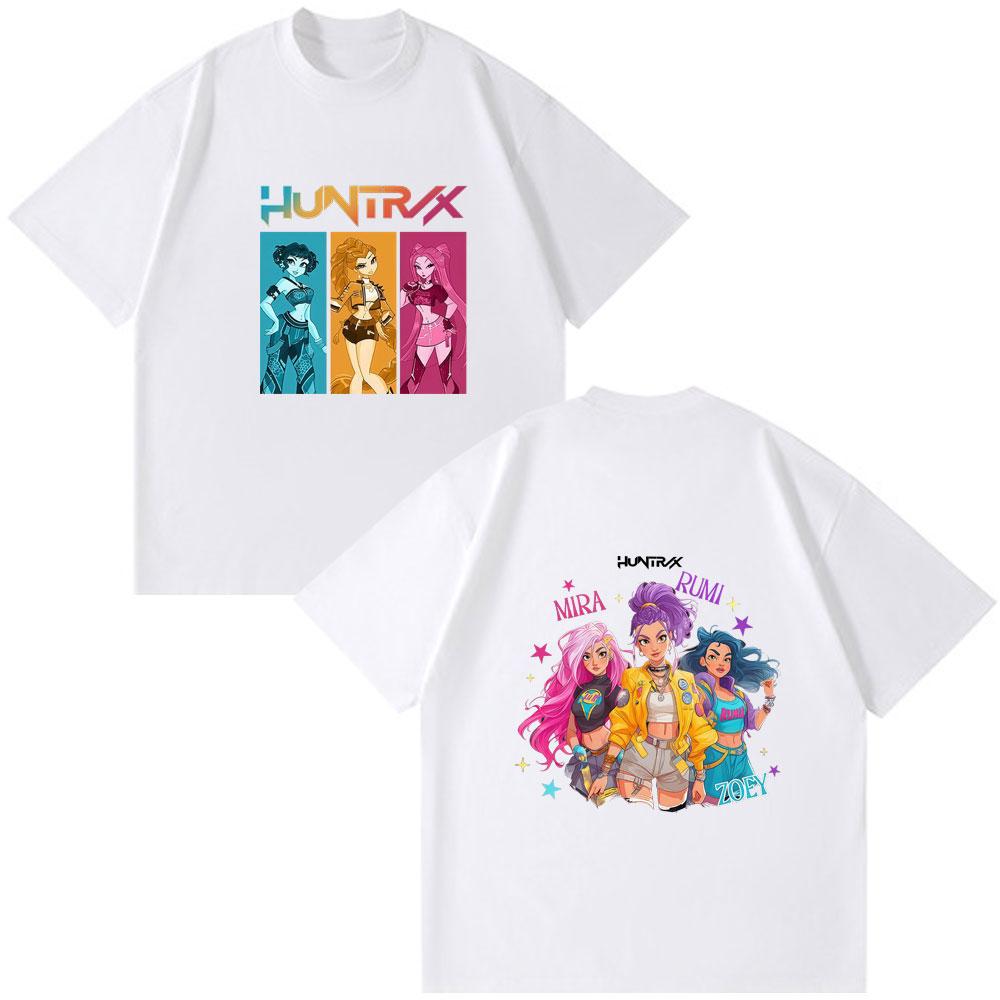 

Жіночі футболки Kpop Мисливці на демонів Мода Парний одяг Бавовняна Повсякденна Футболка Оверсайз M білий