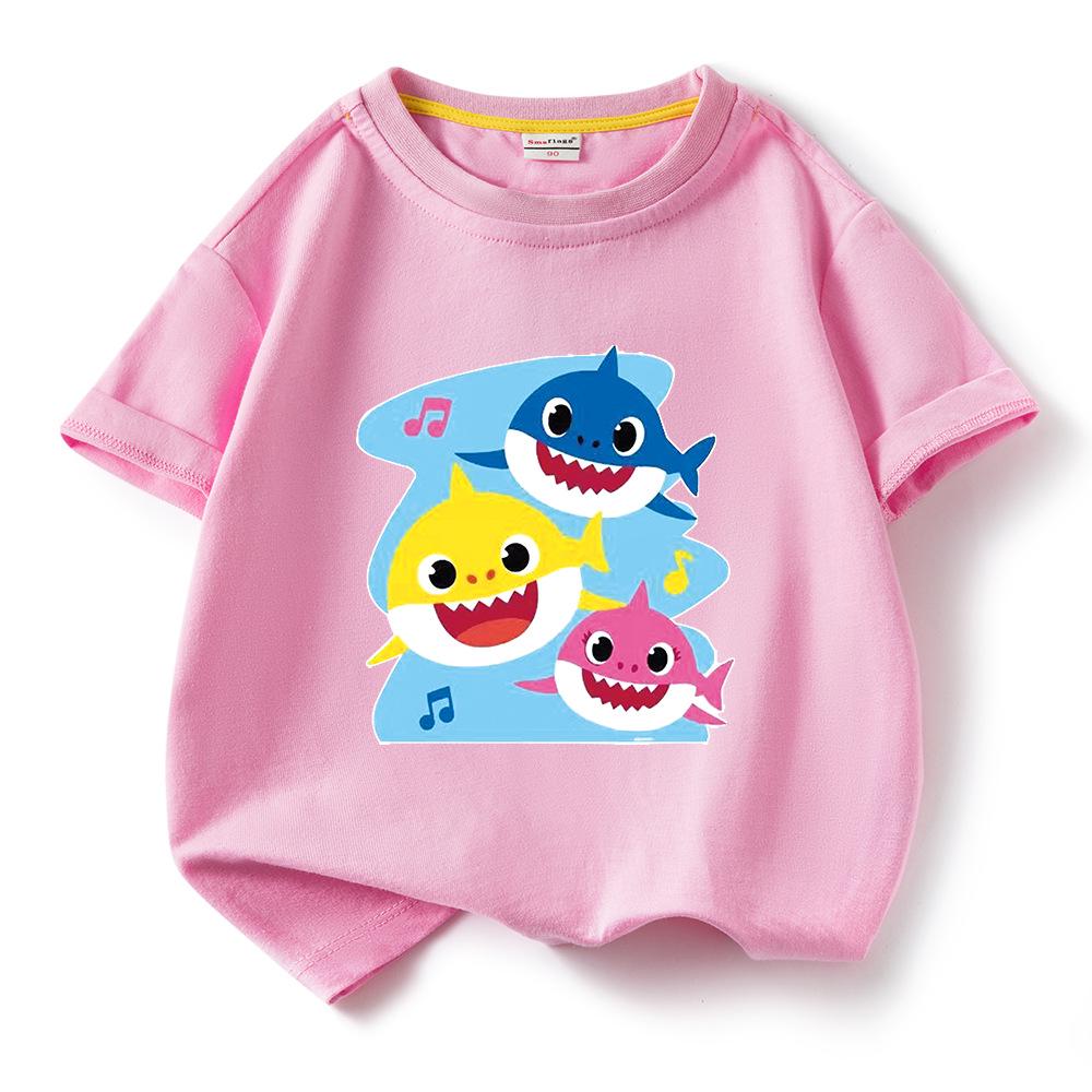 2024 Baby Shark Pure Cotton Short-Sleeve T-Shirt for Kids – Boys' and Girls' Summer Wear