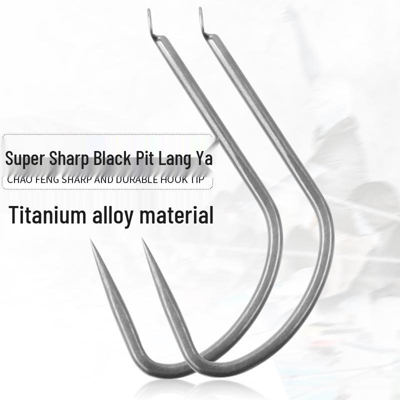 Super Sharp Barbless Fishing Hooks - Black Titanium Alloy, Wolf Fang Design, Bulk, Thick Wire Hooks Black Pit Wolf Fang Coarse 10#